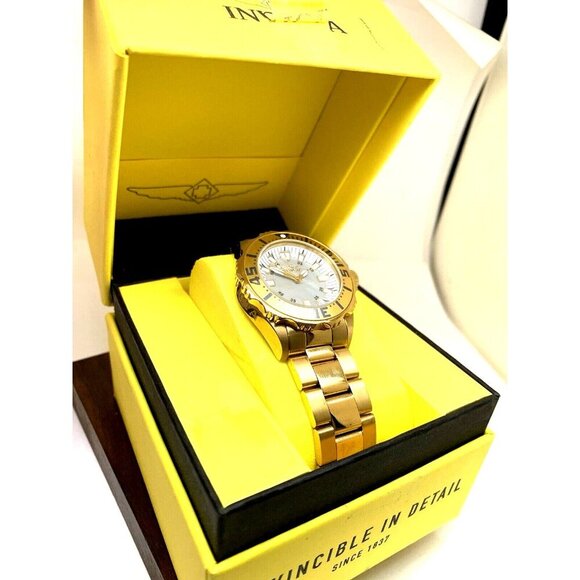 Invicta Women's Watch 17698 Angel Quartz Mother of Pearl Dial Gold Steel 38mm - Picture 3 of 15